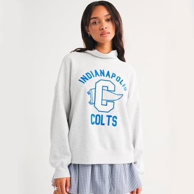 Indianapolis Colts Abercrombie & Fitch Women's Sunday Oversized Funnel Neck Sweatshirt - Heather Gray
