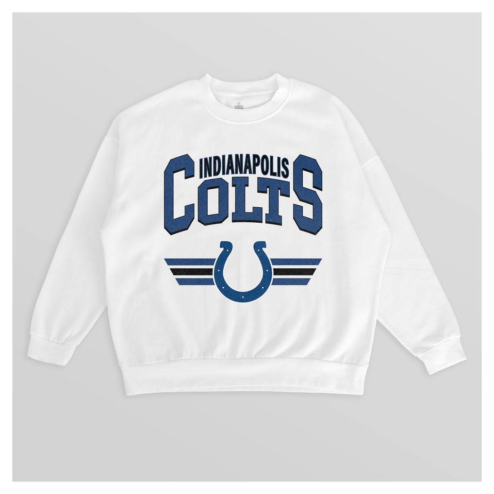 Indianapolis Colts Gameday Couture Women's Swift Strike Premium Oversized Fleece Pullover Sweatshirt - White