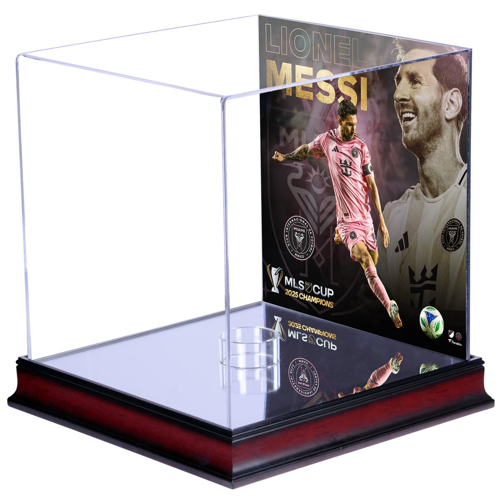 Lionel Messi Inter Miami CF Fanatics Authentic 2025 MLS Cup Champions Sublimated Mahogany Display Case