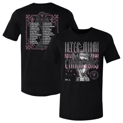  Inter Miami CF 500 Level 2025 MLS Cup Champions Roster T-Shirt - Black