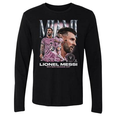 Lionel Messi Inter Miami CF 500 Level  Vintage Long Sleeve T-Shirt - Black