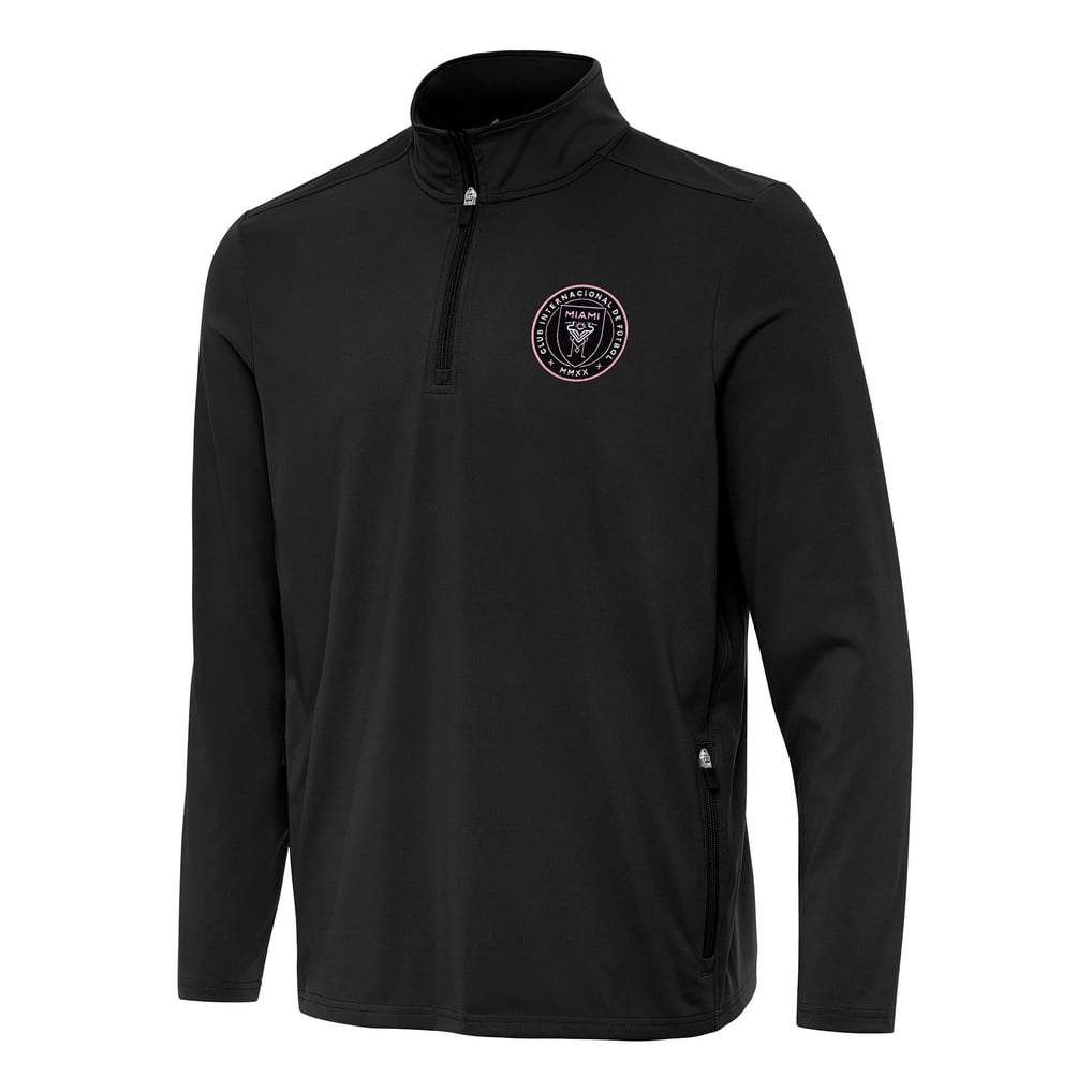  Inter Miami CF Antigua Perilous Quarter-Zip Pullover Top - Black