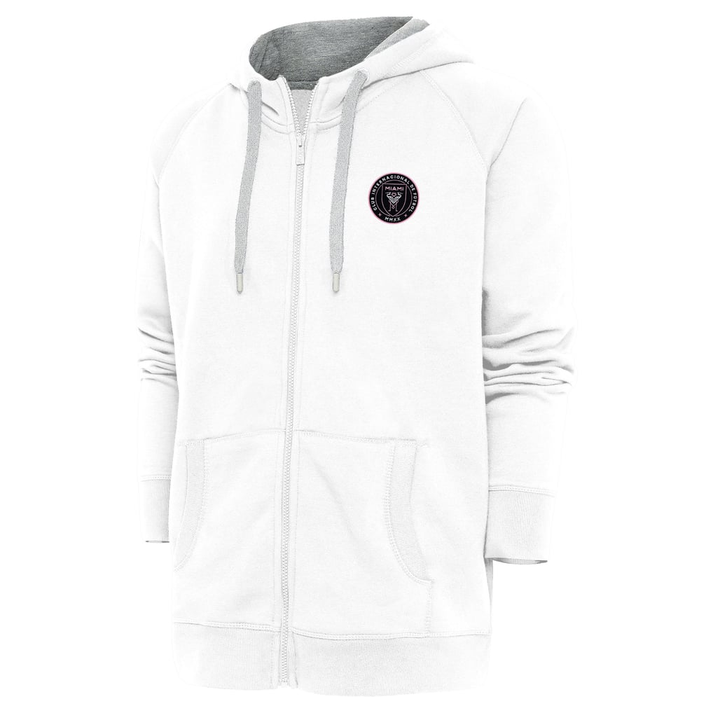 Inter Miami CF Antigua Logo Victory Full-Zip Hoodie - White