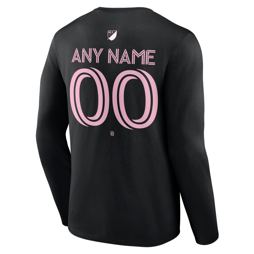 Inter Miami CF Authentic Stack Personalized Any Name & Number Long Sleeve T-Shirt - Black