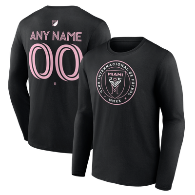 Inter Miami CF Authentic Stack Personalized Any Name & Number Long Sleeve T-Shirt - Black