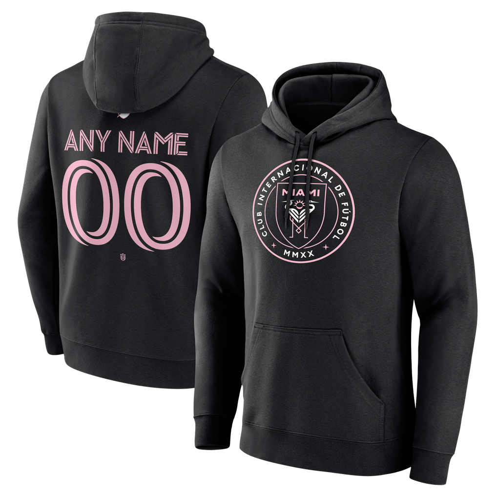 Inter Miami CF Authentic Stack Personalized Any Name & Number Pullover Hoodie - Black