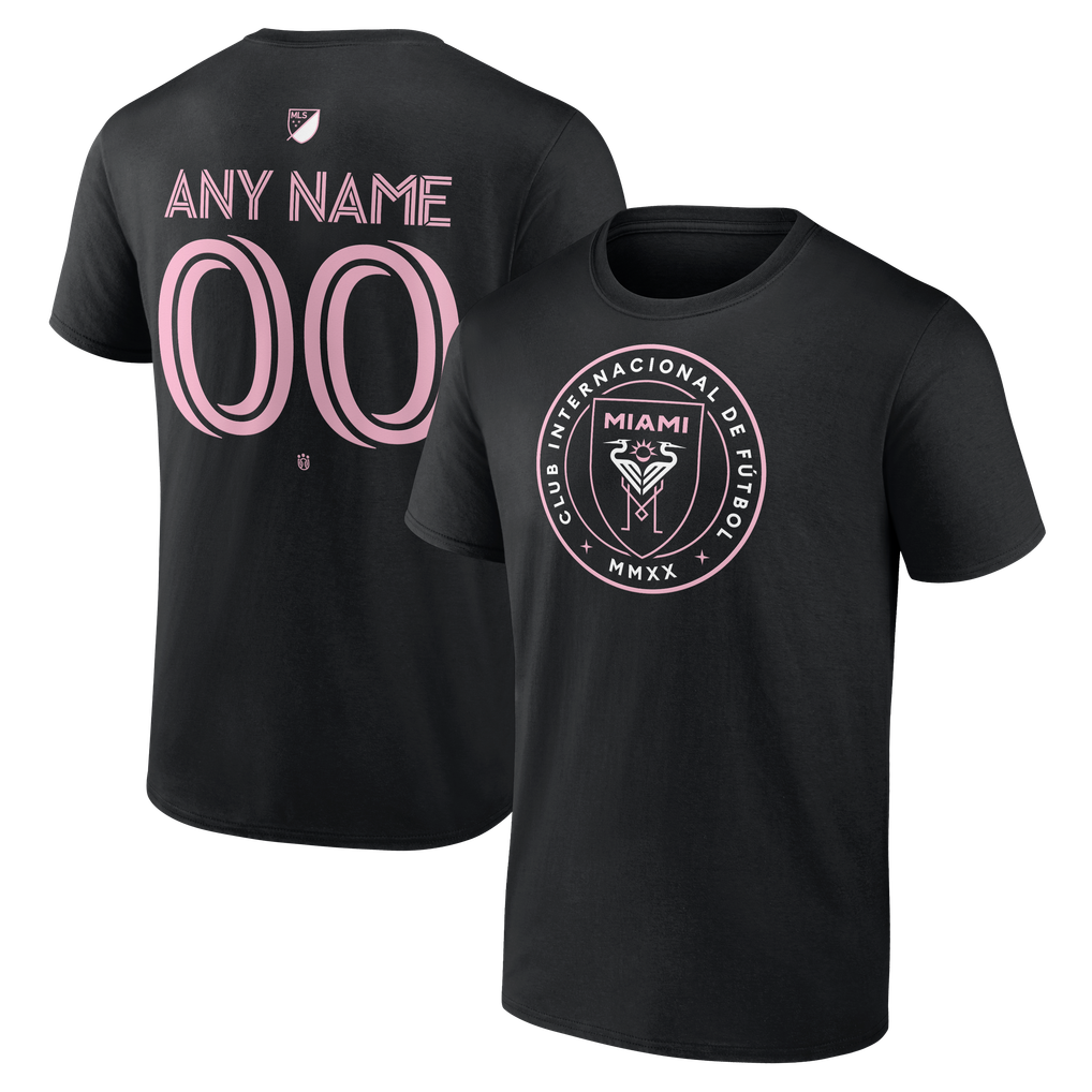 Inter Miami CF Authentic Stack Personalized Any Name & Number T-Shirt - Black