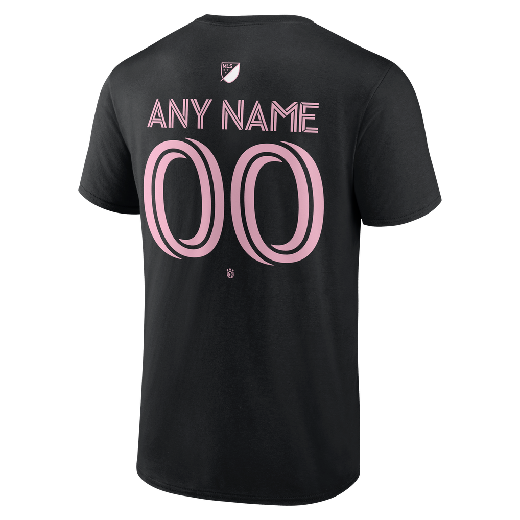 Inter Miami CF Authentic Stack Personalized Any Name & Number T-Shirt - Black