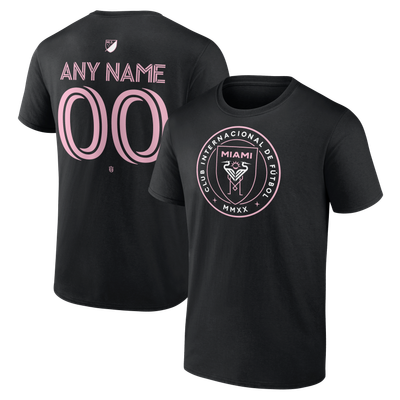 Inter Miami CF Authentic Stack Personalized Any Name & Number T-Shirt - Black