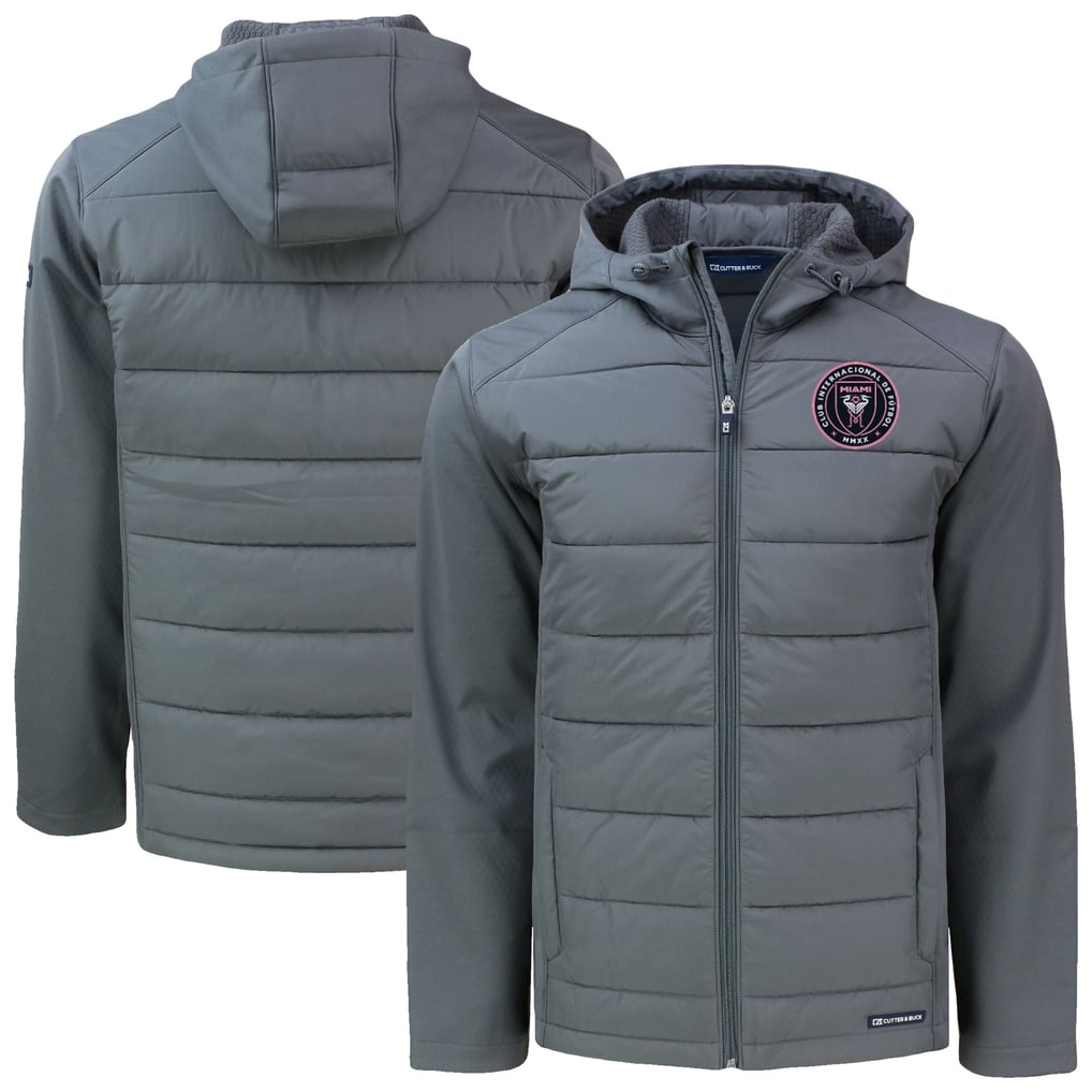  Inter Miami CF Cutter & Buck Evoke Hybrid Eco Softshell Recycled Full-Zip Jacket - Charcoal
