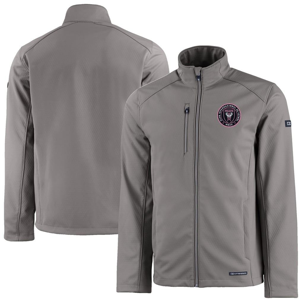  Inter Miami CF Cutter & Buck Evoke Eco Softshell Recycled Full-Zip Jacket - Gray