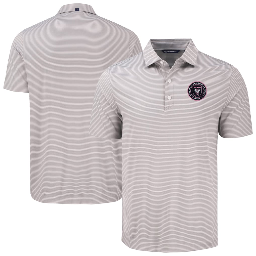Inter Miami CF Cutter & Buck Forge Eco Fine Line Stripe Stretch Recycled Polo - Gray