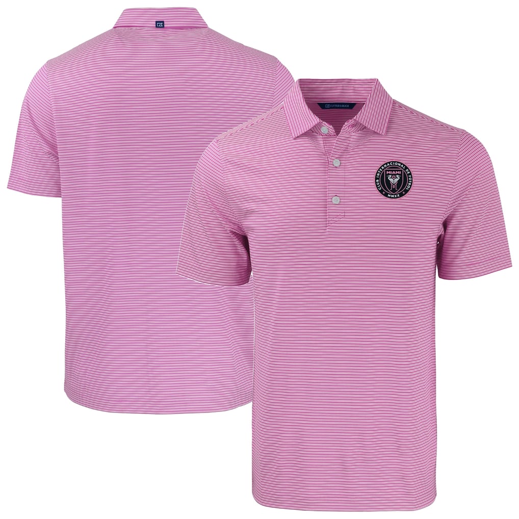 Inter Miami CF Cutter & Buck Forge Eco Double Stripe Stretch Recycled Tri-Blend Polo - Pink/White