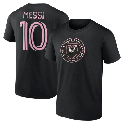 Lionel Messi Inter Miami CF Authentic Stack Name & Number T-Shirt - Black