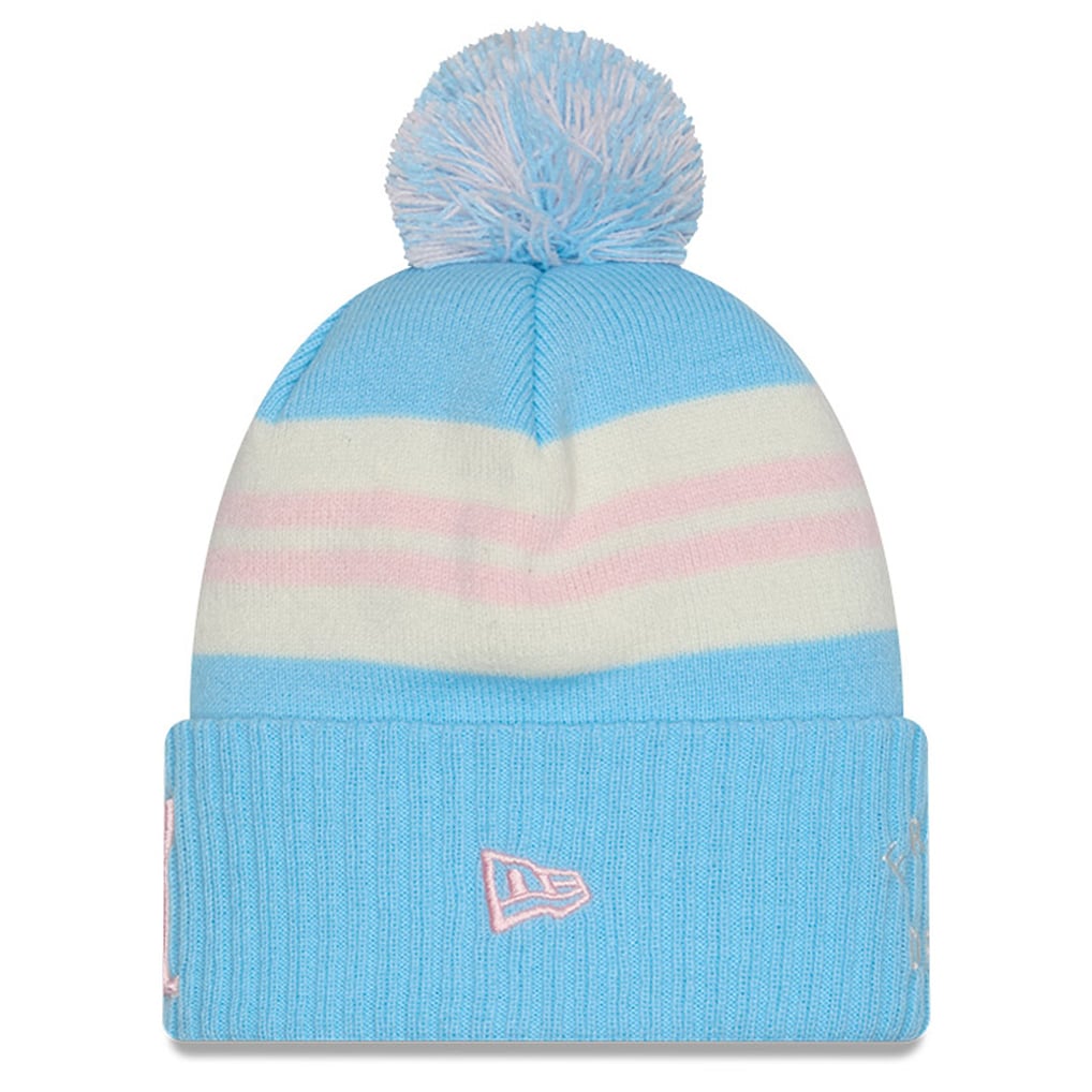 Inter Miami CF New Era 2025 Jersey Hook Cuffed Knit Hat With Pom - Light Blue
