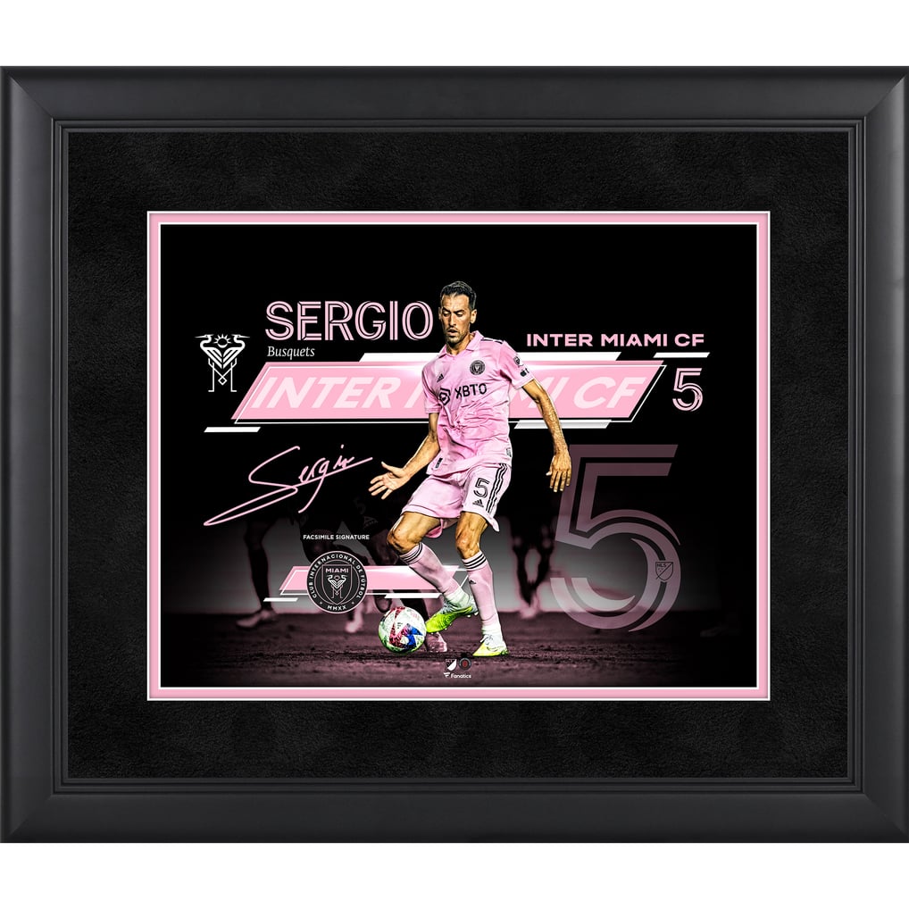 Sergio Busquets Inter Miami CF Facsimile Signature Fanatics Authentic Framed 11" x 14" Collage
