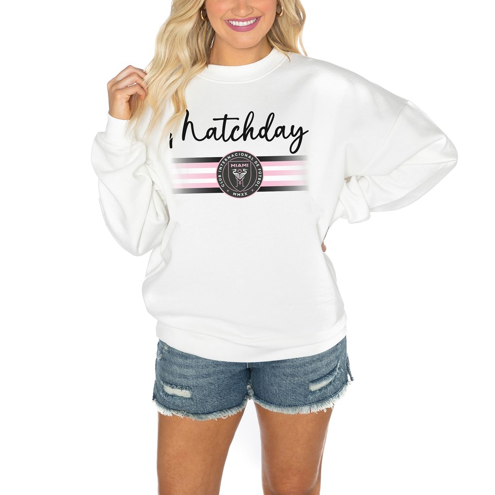  Inter Miami CF Gameday Couture Women's Matchday Crewneck Drop Shoulder Sweatshirt - White