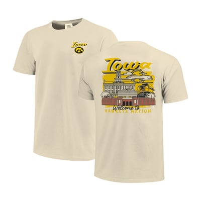  Iowa Hawkeyes Image One Comfort Colors Hand-Drawn Campus Stack T-Shirt - Natural