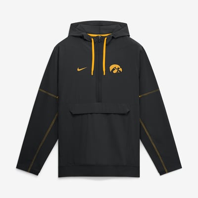 Iowa Hawkeyes Nike 2026 Sideline Anorak Half-Zip Hooded Jacket - Black