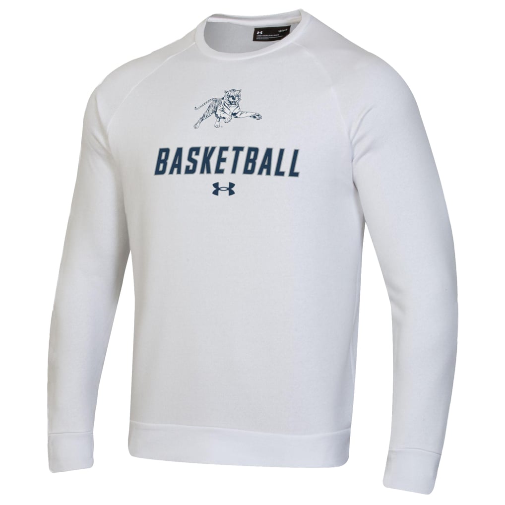  Jackson State Tigers Under Armour Raglan Basketball Rival Fleece Pullover Sweatshirt - White