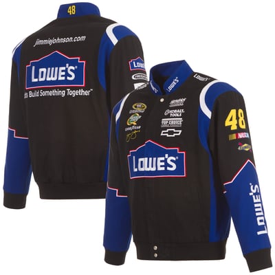  Jimmie Johnson JH Design Lowe's Twill Driver Uniform Full-Snap Jacket – Black