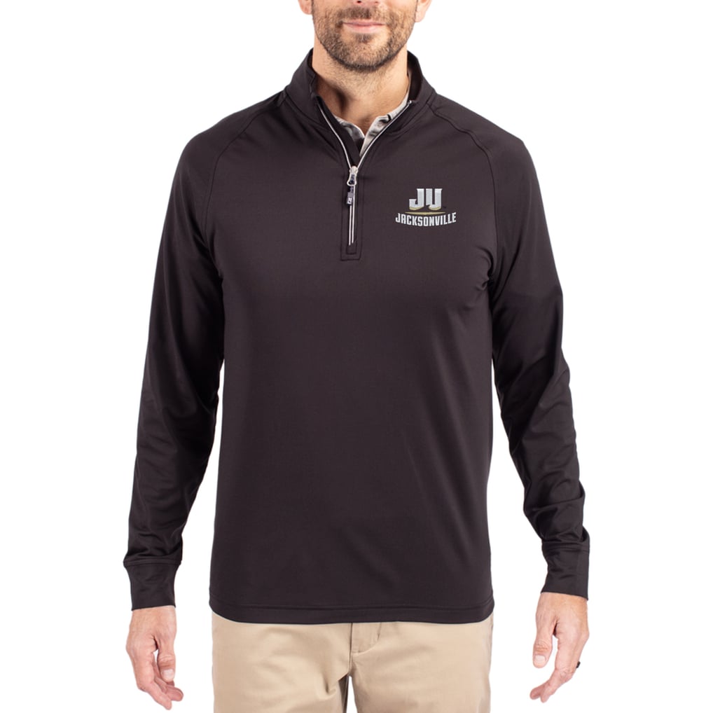 JU Dolphins Cutter & Buck Adapt Eco Knit Stretch Recycled Quarter-Zip Pullover - Black