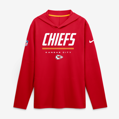 Kansas City Chiefs Nike Sideline Game On Lightweight Long Sleeve Hooded Dri-FIT Top - Red