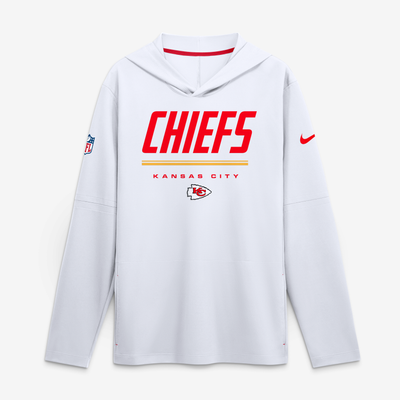 Kansas City Chiefs Nike Sideline Game On Lightweight Long Sleeve Hooded Dri-FIT Top - White