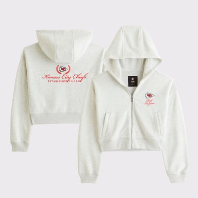 Kansas City Chiefs Abercrombie & Fitch Women's YPB On The Go 6AM Full-Zip Hoodie - Heather Gray