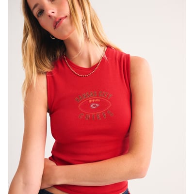 Kansas City Chiefs Abercrombie & Fitch Women's Bra-Free Rib High-Neck Tank Top - Red