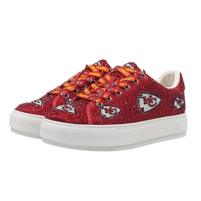  Kansas City Chiefs Cuce Women's Crystal Team Logo Sneakers - Red