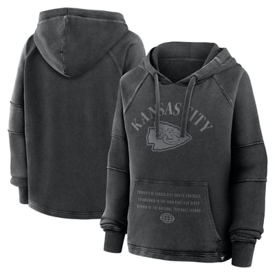 Kansas City Chiefs Fanatics Women's Oversized Raglan Gridiron Hoodie - Black