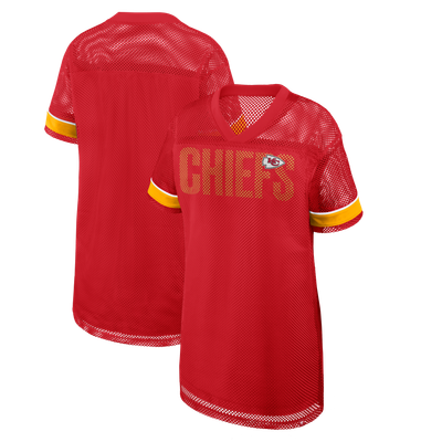  Kansas City Chiefs Fanatics Women's Oversized Team First Deep Route Mesh V-Neck Dress - Red