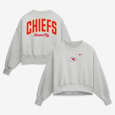  Kansas City Chiefs Nike Women's Oversized Primetime Phoenix Fleece Sweatshirt - Gray