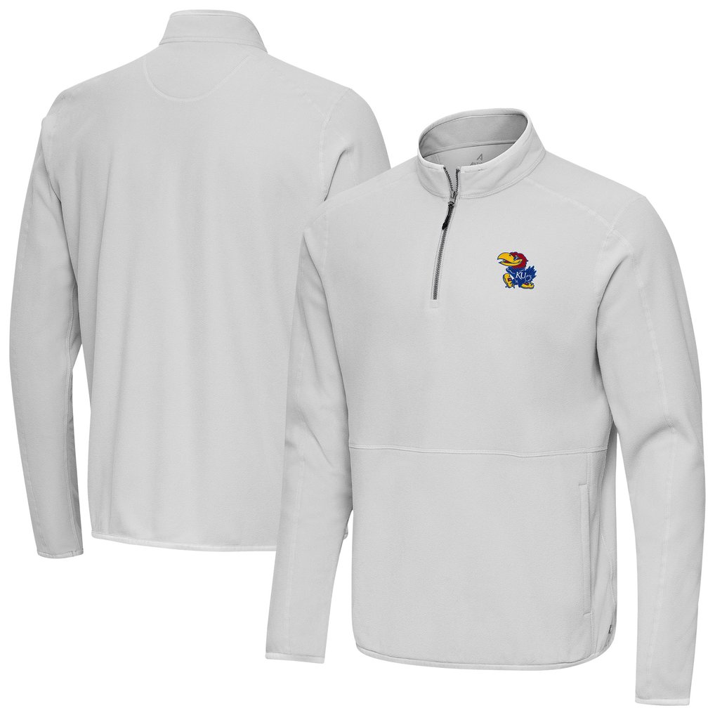 Kansas Jayhawks Antigua Step Up Quarter-Zip Pullover - Gray
