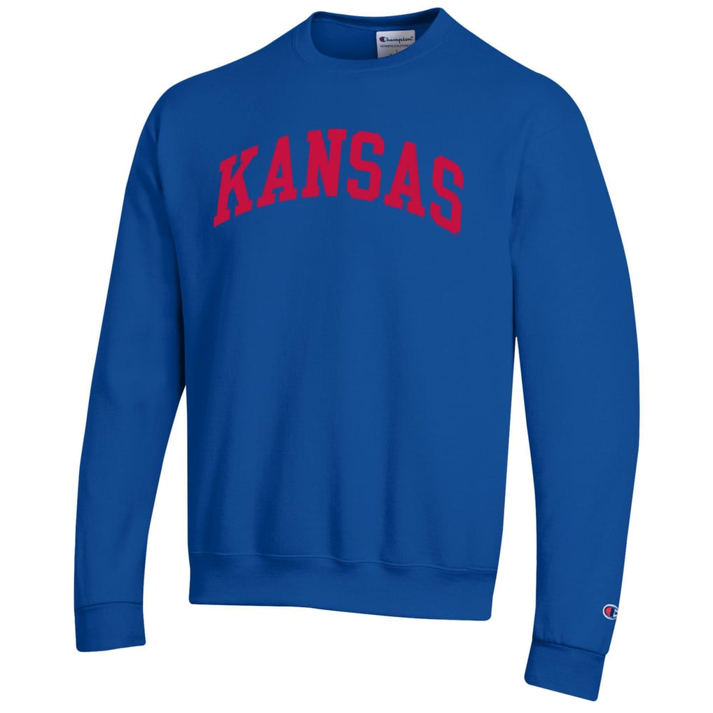  Kansas Jayhawks Champion Basic Arch Fleece Pullover Sweatshirt - Royal