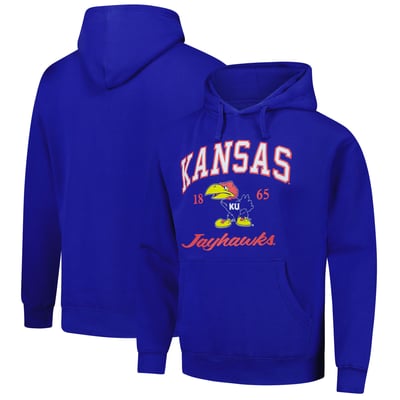 Kansas Jayhawks League Collegiate Wear Arch Script Essential Fleece 2.0 Pullover Hoodie - Royal