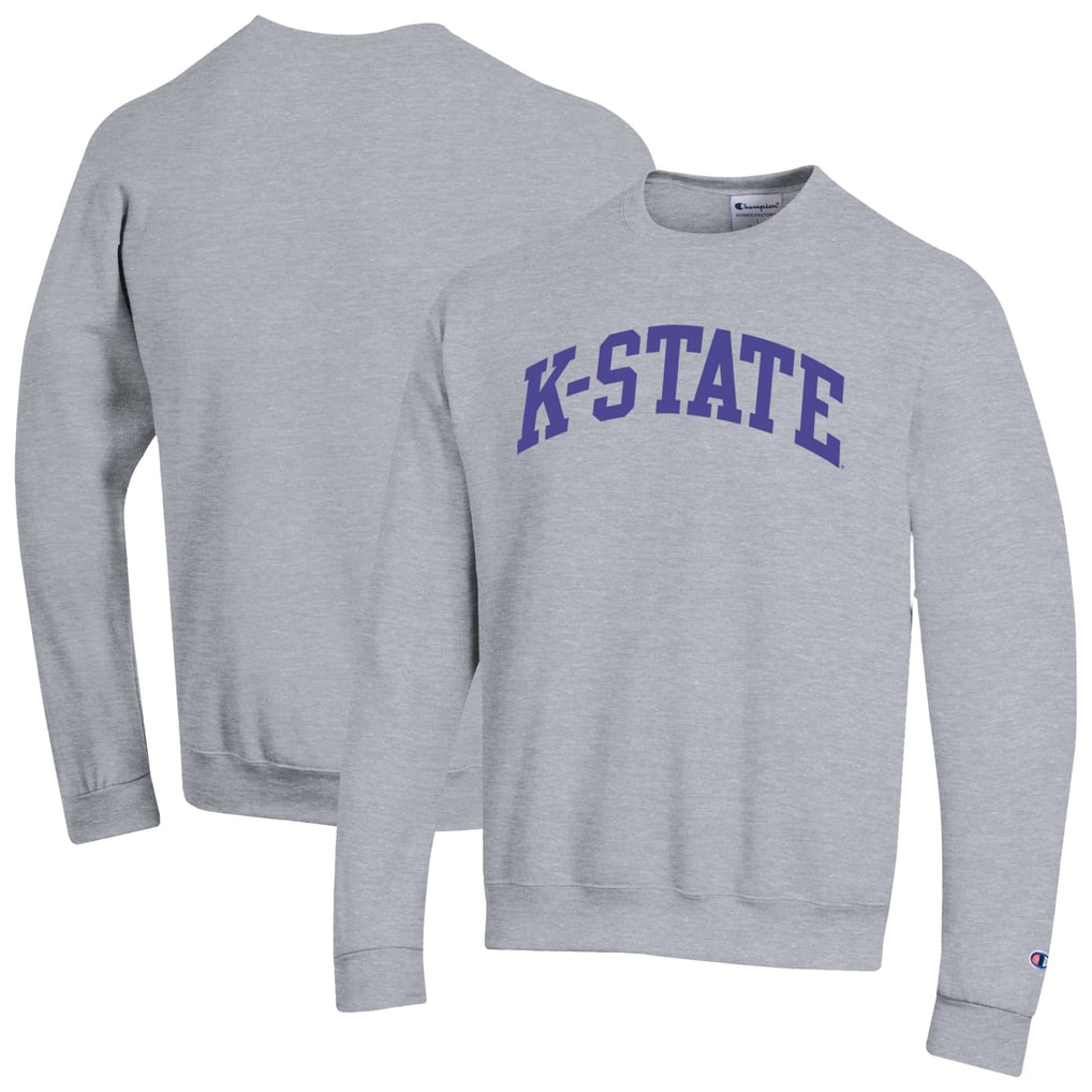  Kansas State Wildcats Champion Basic Arch Fleece Pullover Sweatshirt - Heather Gray
