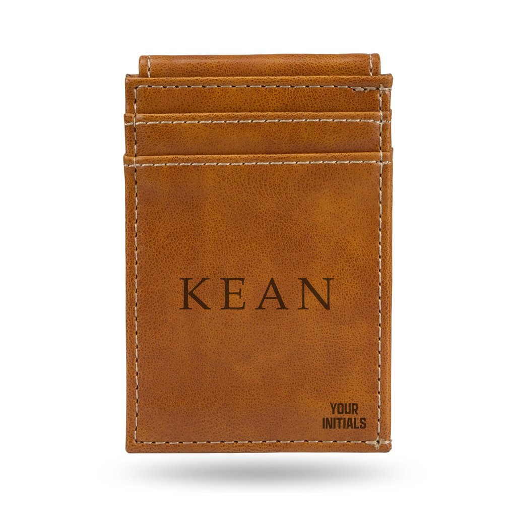 Kean University Cougars Personalized Front Pocket Wallet - Brown
