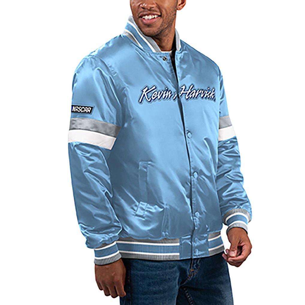  Kevin Harvick Starter Home Game Full-Snap Varsity Jacket - Light Blue
