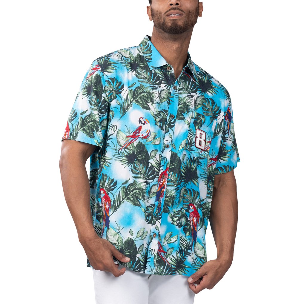 Kyle Busch Margaritaville Jungle Parrot Party Button-Up Shirt - Light Blue
