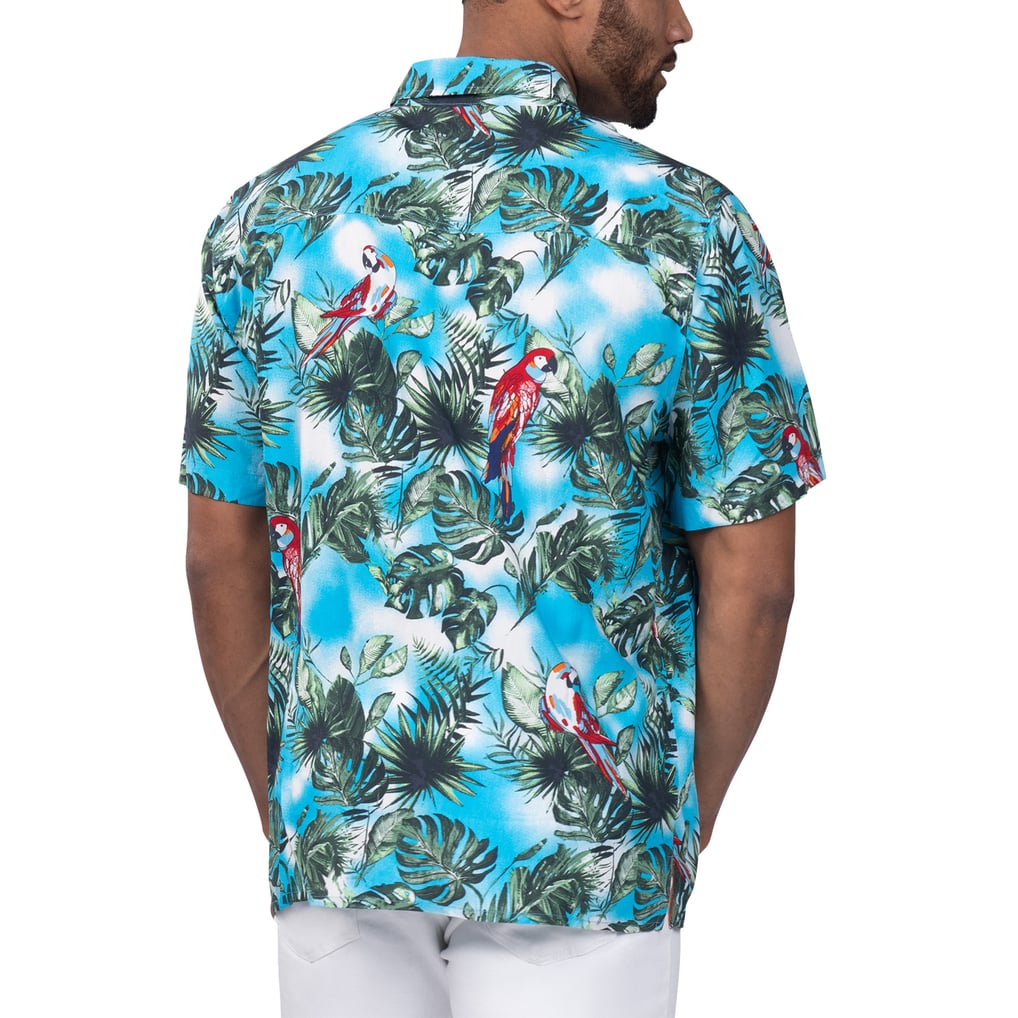 Kyle Busch Margaritaville Jungle Parrot Party Button-Up Shirt - Light Blue