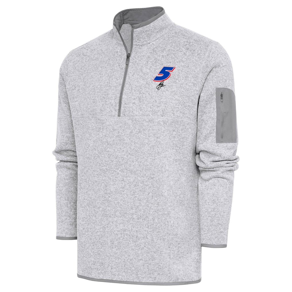 Kyle Larson Antigua Fortune Quarter-Zip Pullover Jacket - Heather Gray
