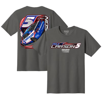 Kyle Larson Classic Ink HendrickCars.com T-Shirt - Charcoal