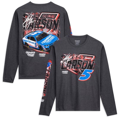Kyle Larson Classic Ink #5 Hendrickcars.com Long Sleeve T-Shirt - Heather Black