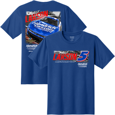Kyle Larson Hendrick Motorsports Team Collection Brickyard 400 HendrickCars.com Car T-Shirt - Royal