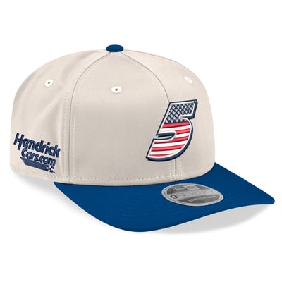 Kyle Larson New Era 9SEVENTY Flag Stretch-Snap Hat - Beige/Royal