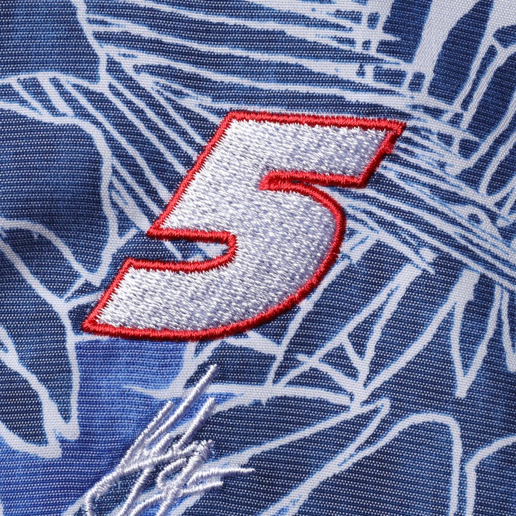 Kyle Larson Tommy Bahama Coconut Point Playa Flora Camp Button-Up Shirt - Blue