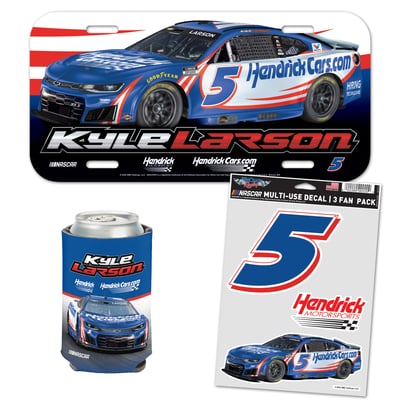 Kyle Larson WinCraft HendrickCars.com Fan Pack with License Plate, Decal Set & Can Cooler