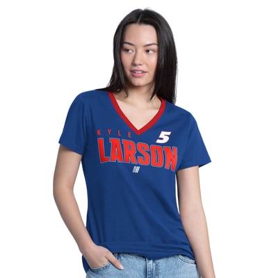 Kyle Larson G-III 4Her by Carl Banks Women's Best Team V-Neck T-Shirt - Blue